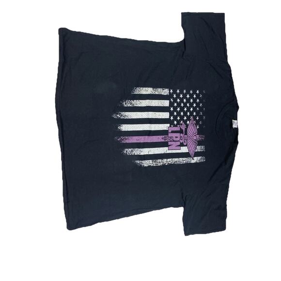 C10 American Flag and Nurse Symbol T-Shirt Patriotic Purple LPN 3XL - Picture 1 of 11